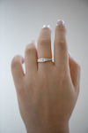 Trapeze Diamond Engagement Ring - OOAK Ring on Hand Front View