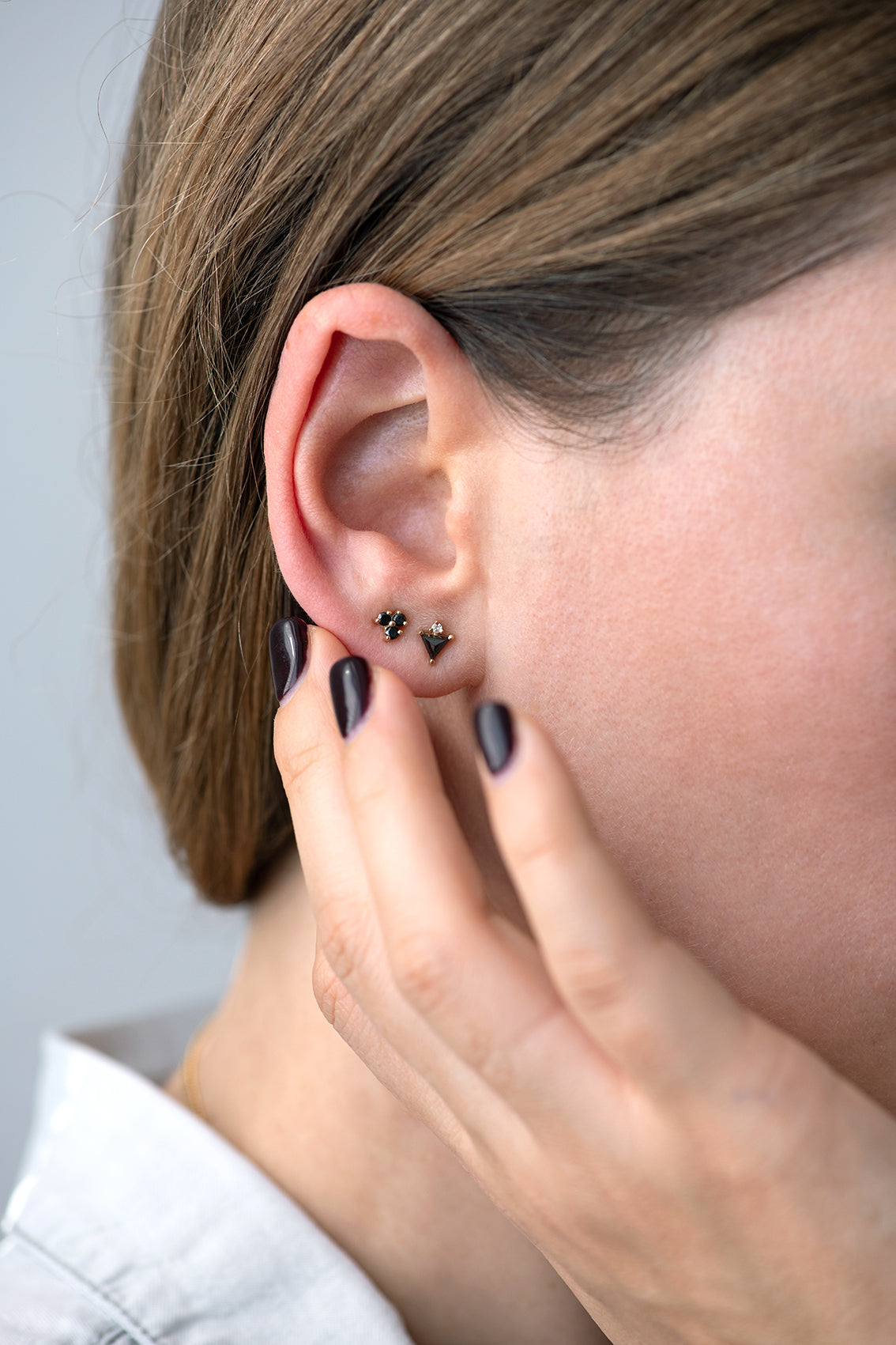 Women's Black Peony Crystal Stud Earring