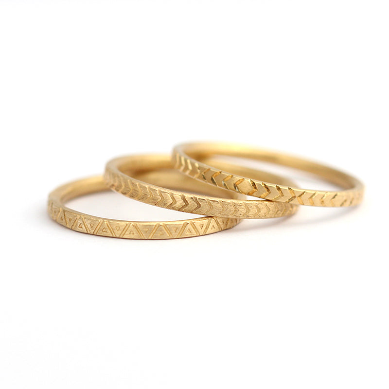 Triangle Pattern Wedding Band In 14k Solid Gold