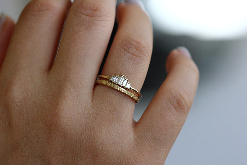 Triangle Pattern Wedding Band In A Set