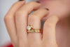 Wavy Round Diamond Engagement Ring Set - One Carat Diamond Side View on Hand 