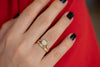 Wavy Round Diamond Engagement Ring Set - One Carat Diamond Front View on Hand