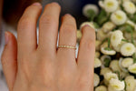 White And Champagne Diamond Eternity Wedding Band On Hand