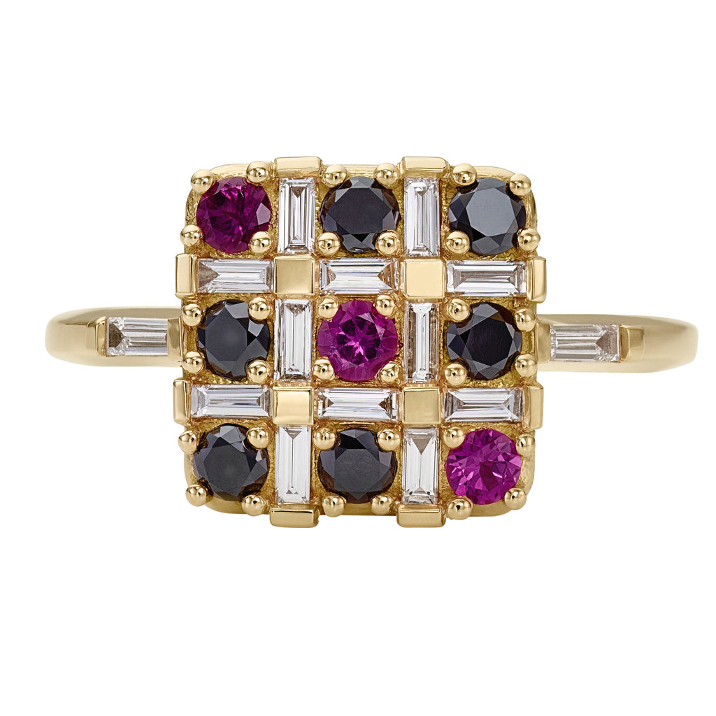 XO Black Diamond and Pinkish Ruby Ring – ARTEMER