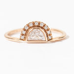 Ready to Ship - Half Moon Diamond Ring - Bohemian Engagement Ring (size US 5.5)
