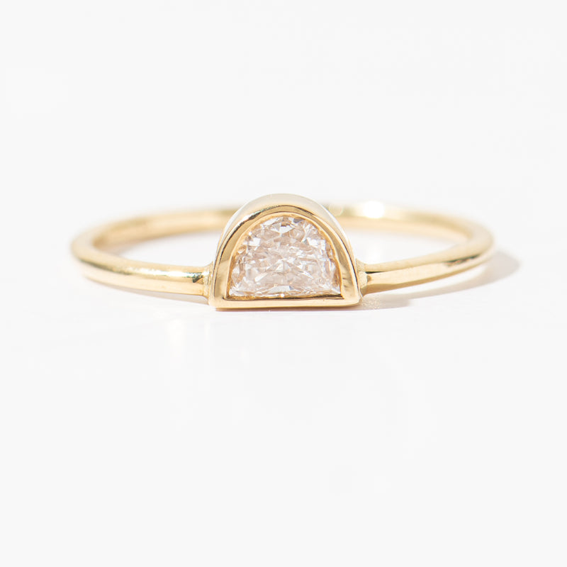 Ready to Ship - Half Moon Diamond Ring - Boho Engagement Ring (size US 5.5-6)
