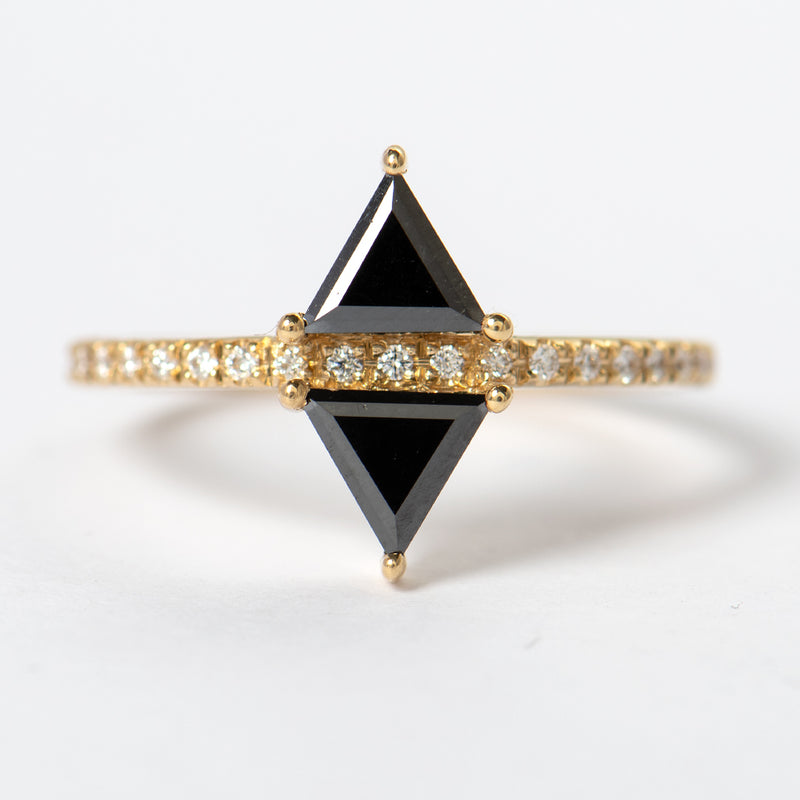 Ready to Ship - Geometric Engagement Ring - Black Diamond Ring (size US 6.25)