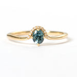 Ready to Ship - Small Oval Teal Sapphire Engagement Ring (size US 8.5)