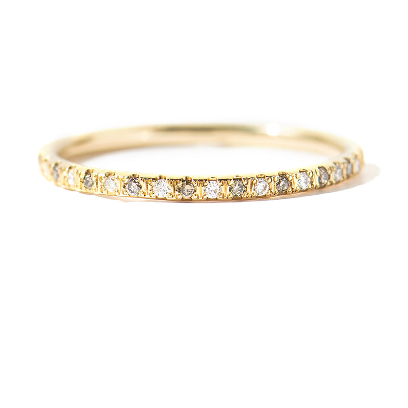 Ready to Ship - White And Champagne Diamond Eternity Wedding Band - Eternity Diamond Ring (size US 6)
