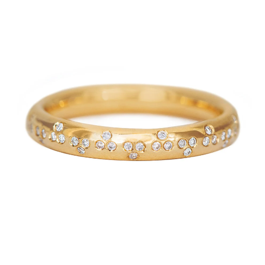 Ready to Ship - Patterned Wedding Ring with Diamonds (size US 5)
