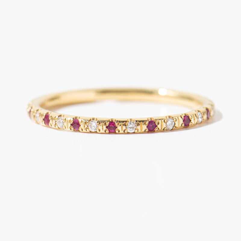 Ready to Ship - Eternity Ring with Diamonds and Rubies (size US 4.75)