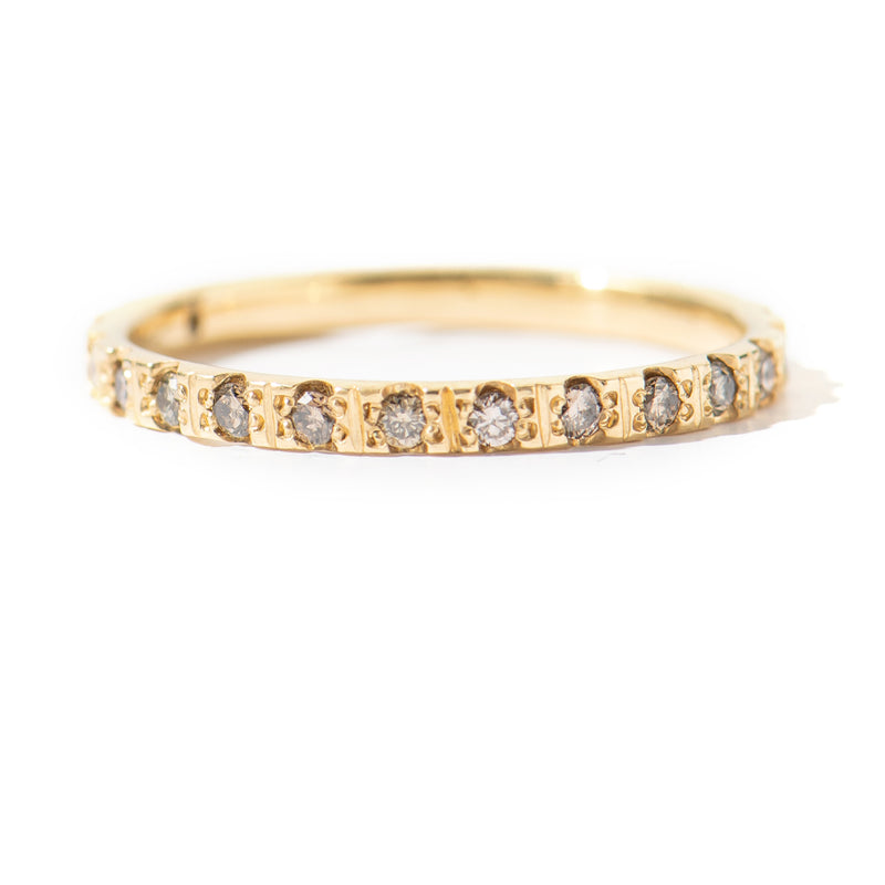 Ready to Ship - Thin Eternity Ring with Champagne Diamonds (size US 6.25)