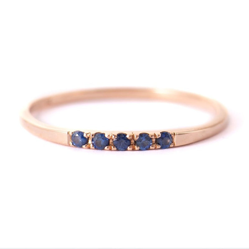 Ready to Ship - Rose Gold Band with Blue Sapphires (size US 8.25)