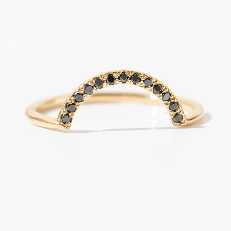Ready to Ship - Tiny Black Diamonds Wedding Band - Stackable Crown Ring (size US 5)