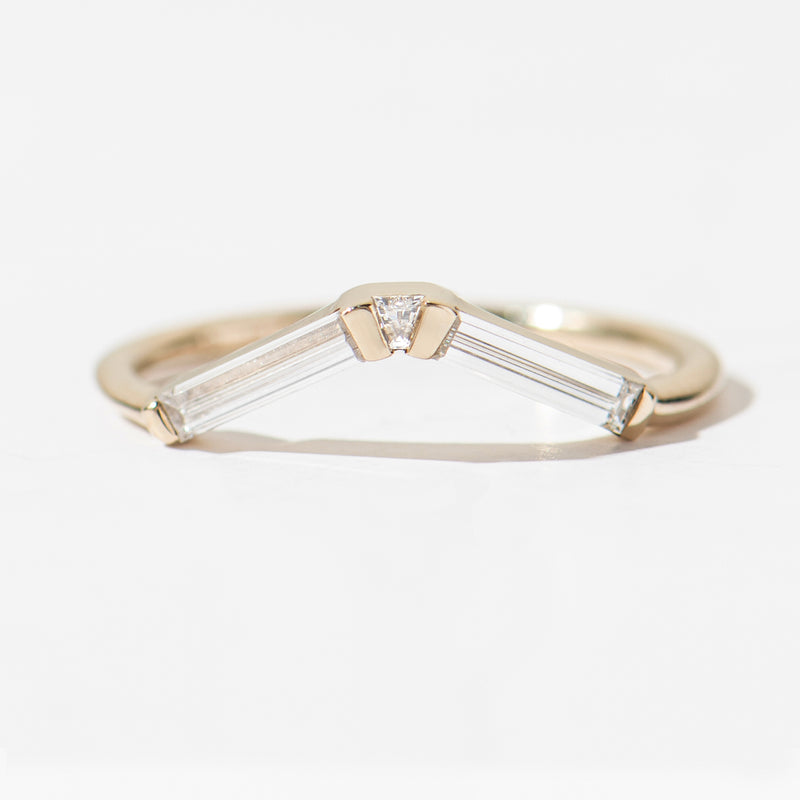 Ready to Ship - Chevron Baguette Diamond Wedding Ring (size US 5.25-5.5)