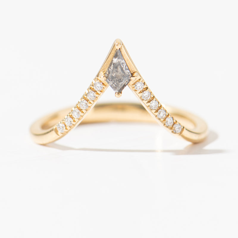 Ready to Ship - Nesting Kite Diamond Wedding Ring with a Pave Diamond Band (size US 5.5-5.75)
