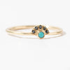 Ready to Ship - Little and delicate turquoise ring crowned with black diamonds (size US 6)