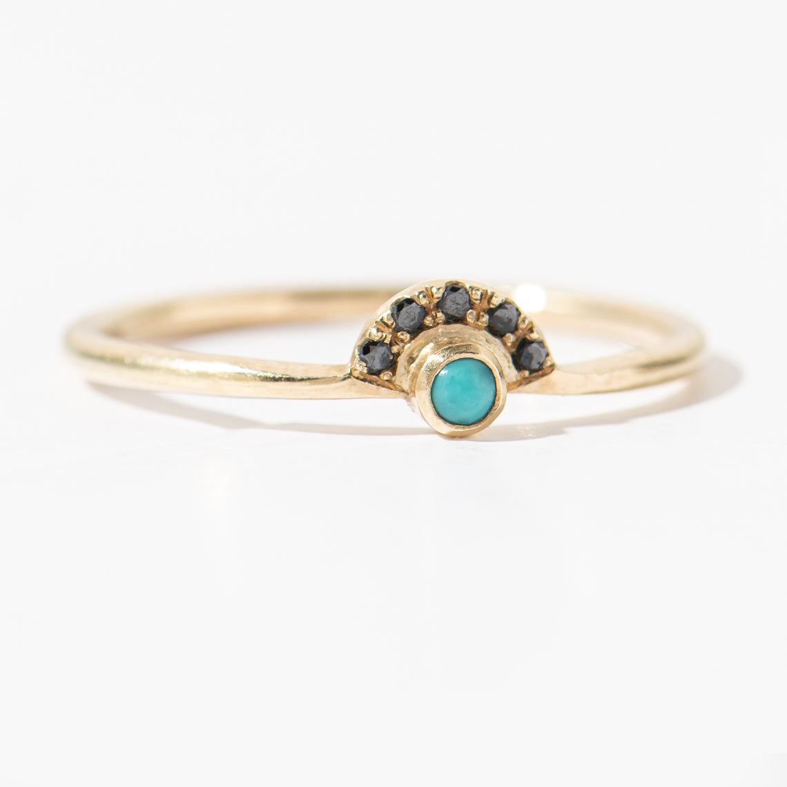 Marquise Turquoise Engagement Ring Three Diamond Side 14k Gold Band