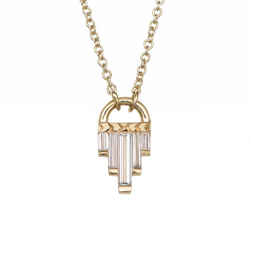 Art Deco Diamond Necklace with Baguette Cut Diamonds L – ARTEMER