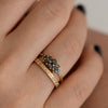 Black Diamond Flora Engagement Ring Wedding Set