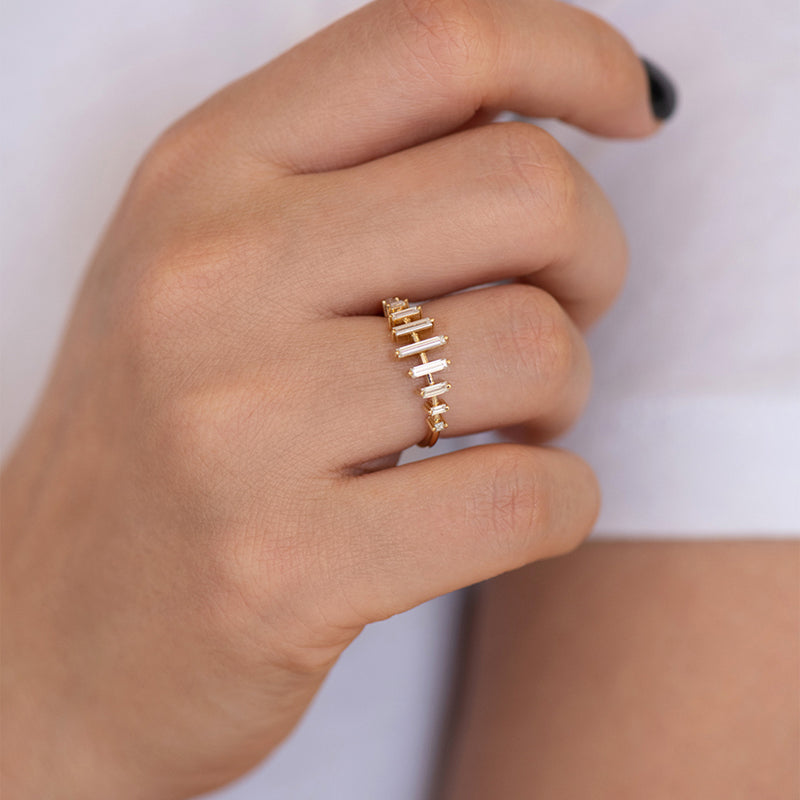 Spaced Needle Baguette Diamond Ring4