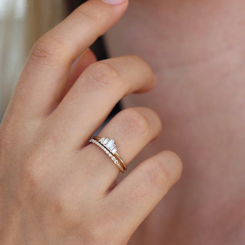 Natural White Gold Ring on finger