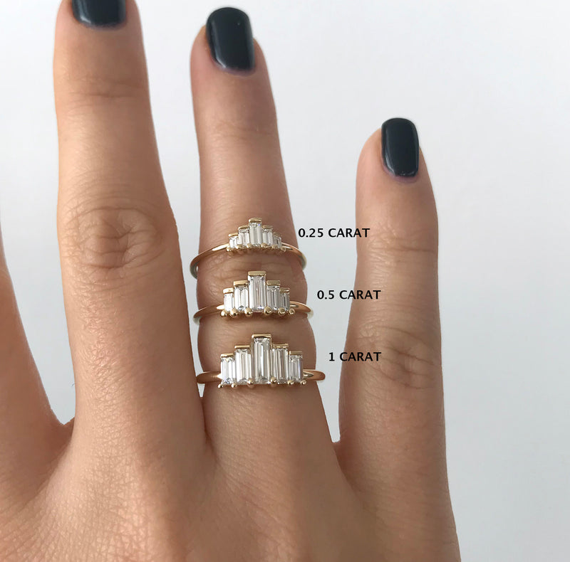 Baguette Engagement Ring in three sizes