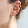 Tiny Diamond Earrings on an ear