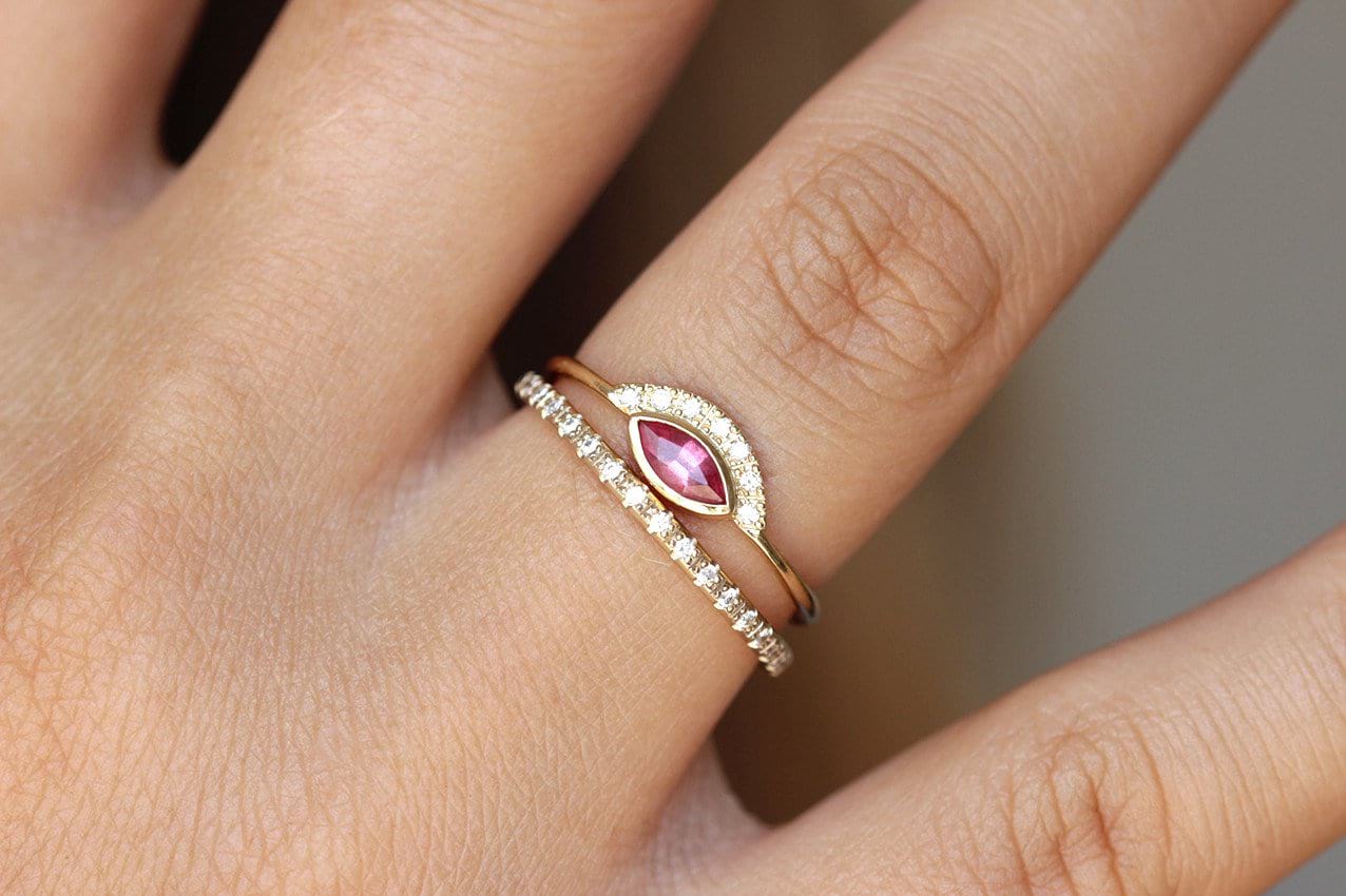 Buy Half Eternity Ring, Diamonds Ring, Diamond Wedding Band, Thin Diamond  Ring, Stackable Diamond Ring, Gold Eternity Band, White Diamonds Ring  Online in India - Etsy