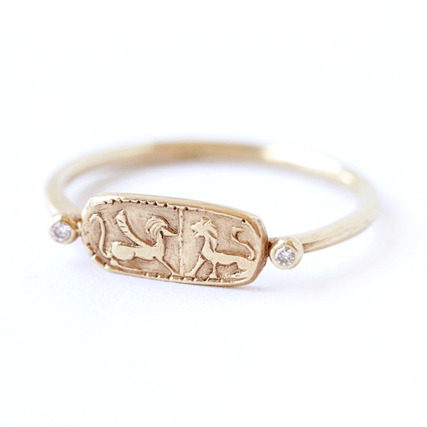 Signet Ring Women Gold Lions Ring ARTEMER