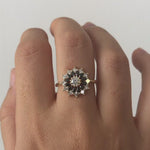 Black-and-White-Diamond-Engagement-Ring-Flower-Diamond-Cluster-Ring-video