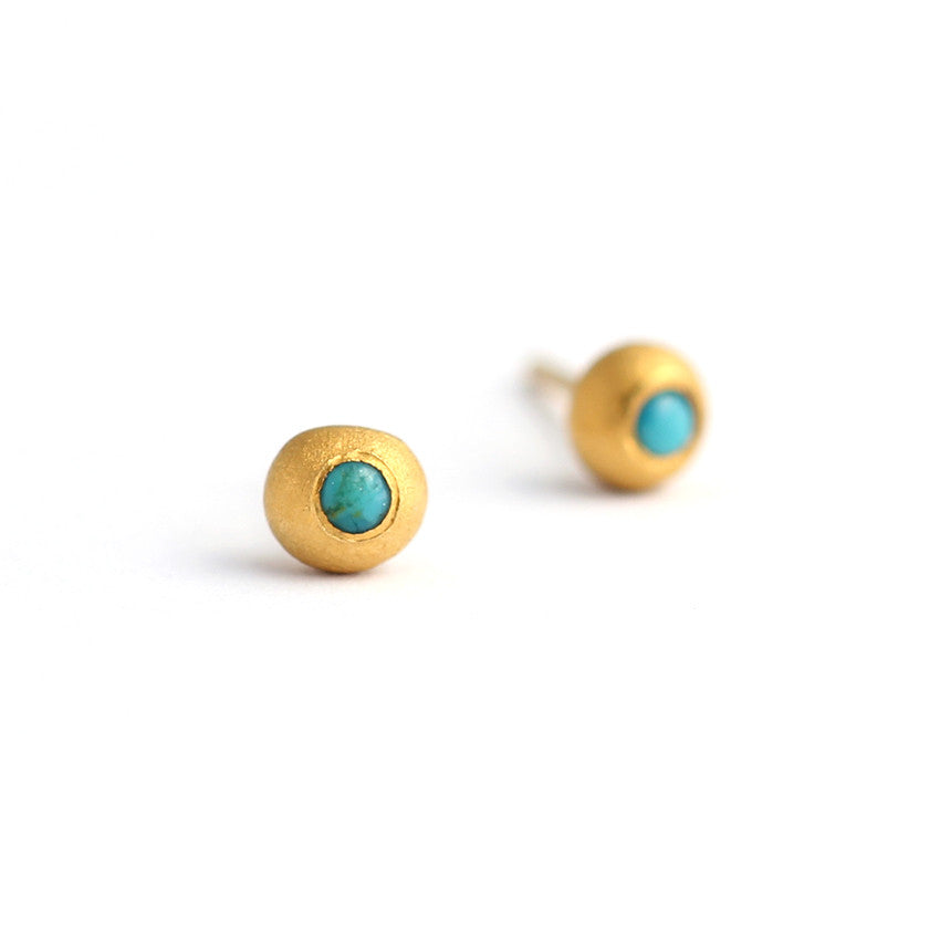 Gold Plated Semiprecious Stones Stud Earrings - South India Jewels