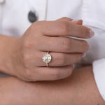 Engagement Ring with Half Moon Diamond - The Aztec Temple Ringside hand