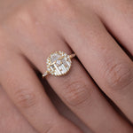Engagement Ring with Half Moon Diamond - The Aztec Temple Ring on finger