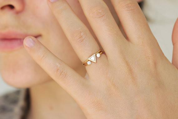 trillion wedding ring set on hand