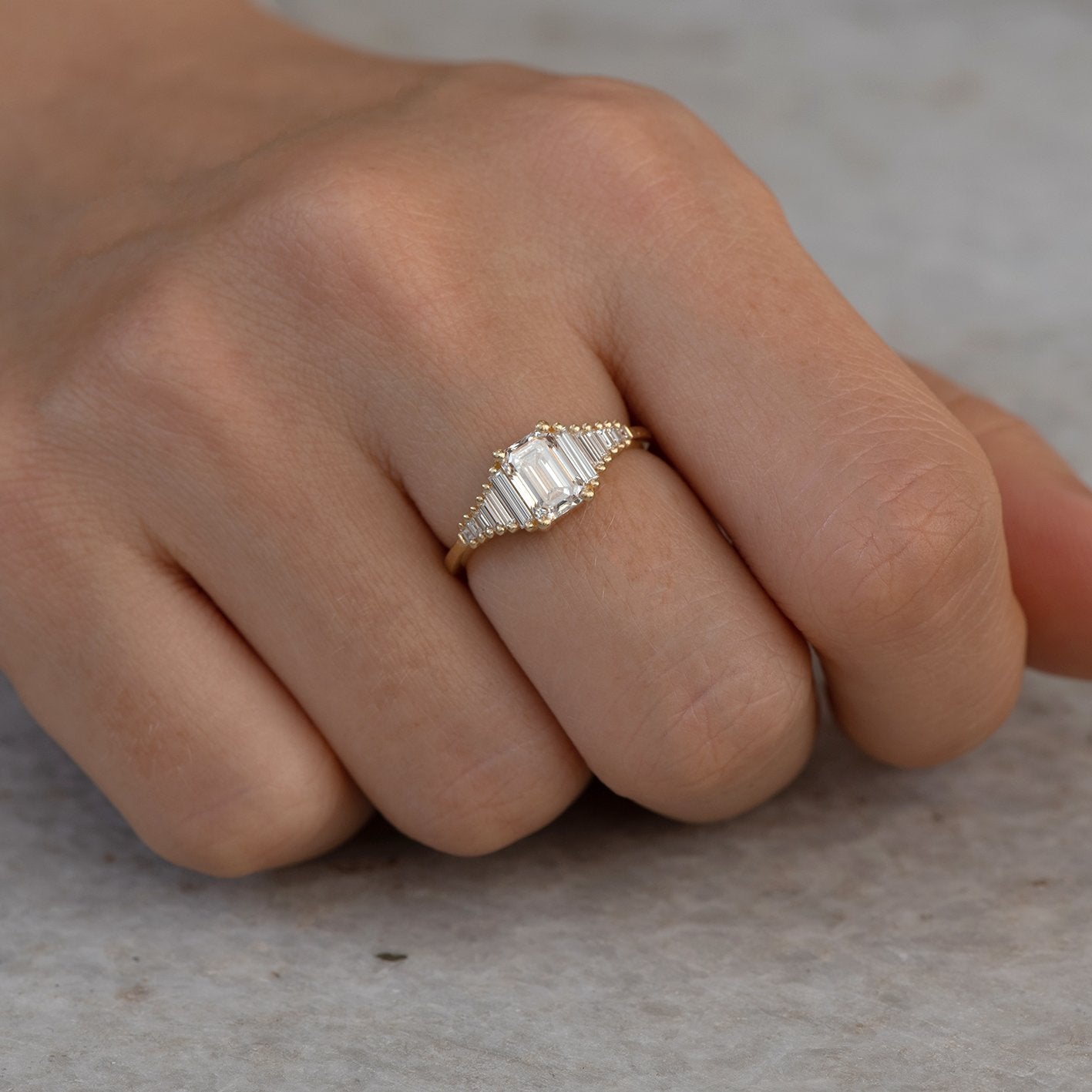 Beauvince Ariel 3 Stone Ring (5.82 ct Emerald Cut IVVS2 IGI Diamond) i –  Beauvince Jewelry