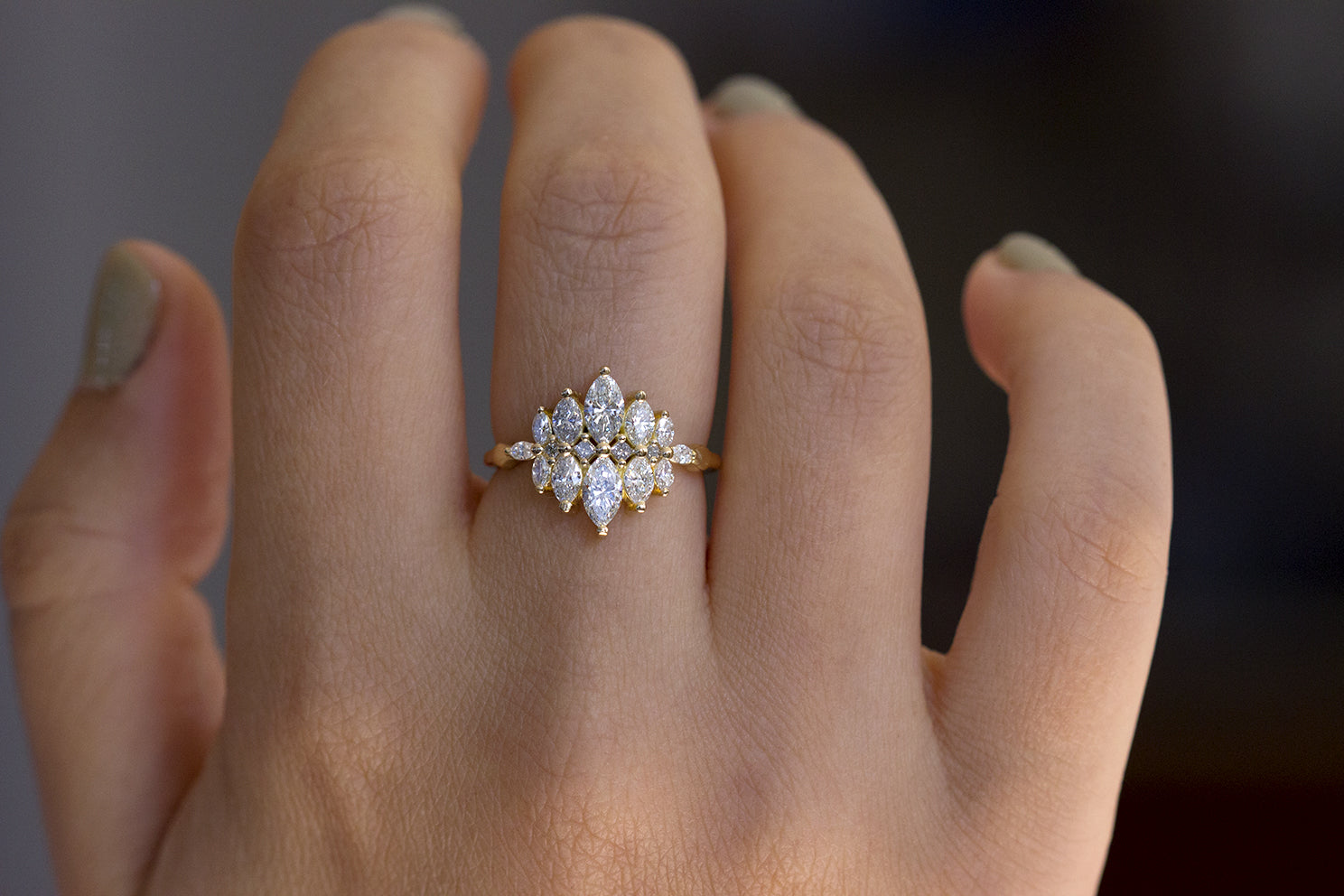 Diamond marquise cluster ring Clearance
