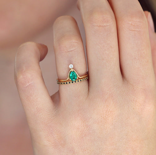 Green Engagement Ring on hand