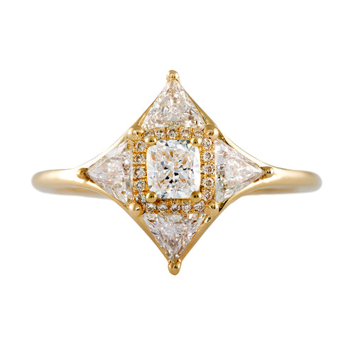 Vintage Style Triangle Diamond Star Ring