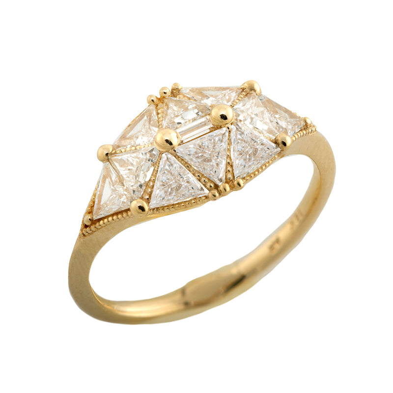 Reflective Dome Ring with Ten Triangle Cut Diamonds1
