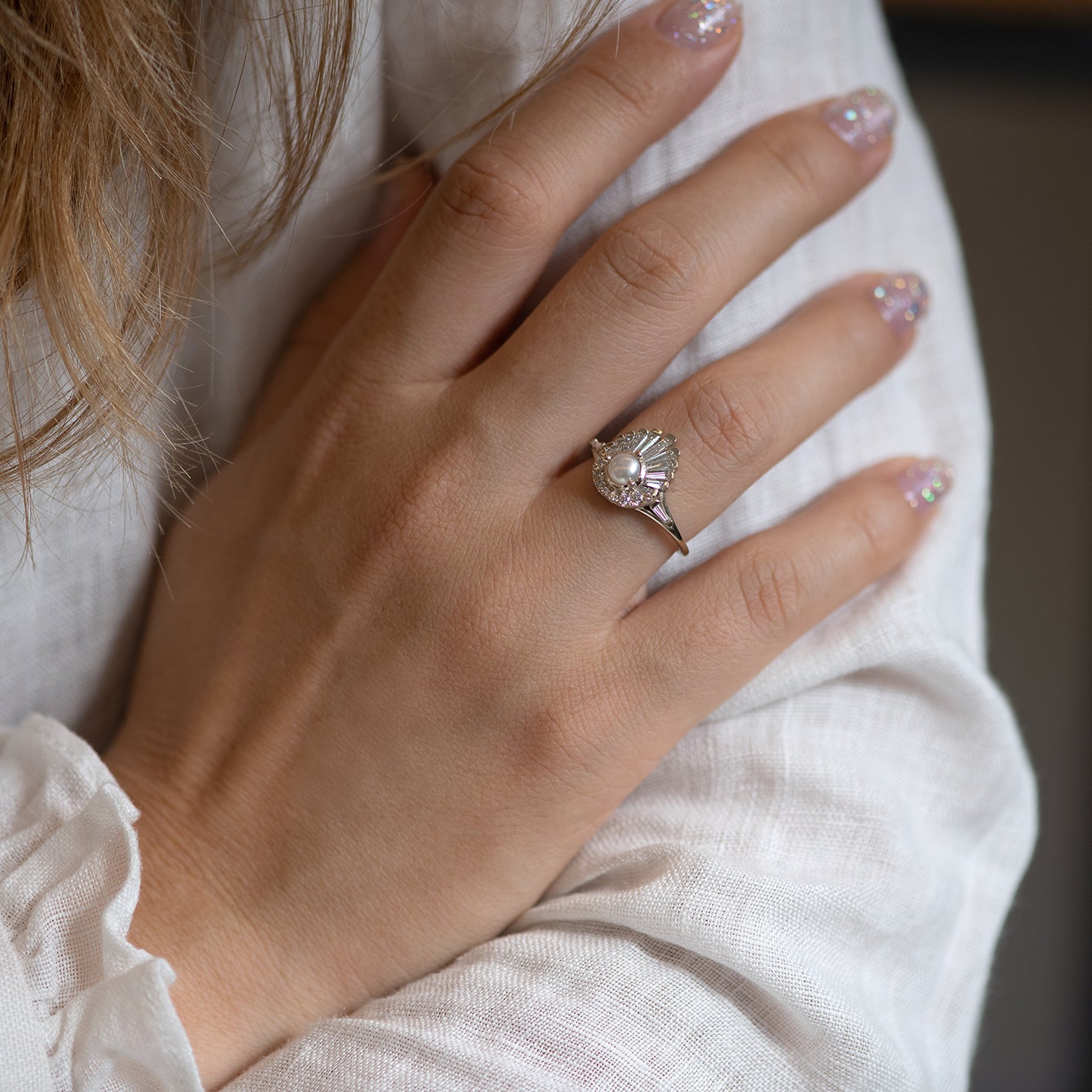 Astrid Pearl Engagement Ring Art Deco Akoya Pearl Wedding - Etsy
