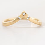 Ready to Ship - Chevron Wedding Ring with Baguette and Carre Diamonds  (size US 7-7.5)